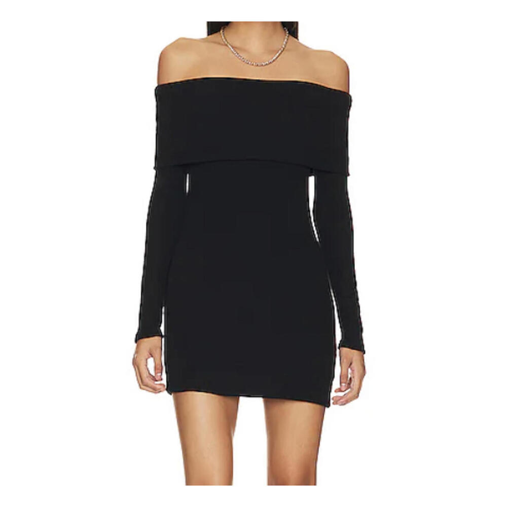 ENZA COSTA black off the shoulder mini dress sz XS